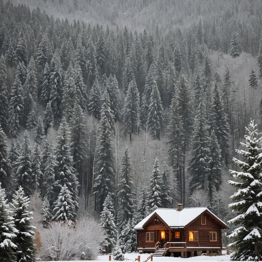 Snowy Cabin on Christmas Day: Professional Photography