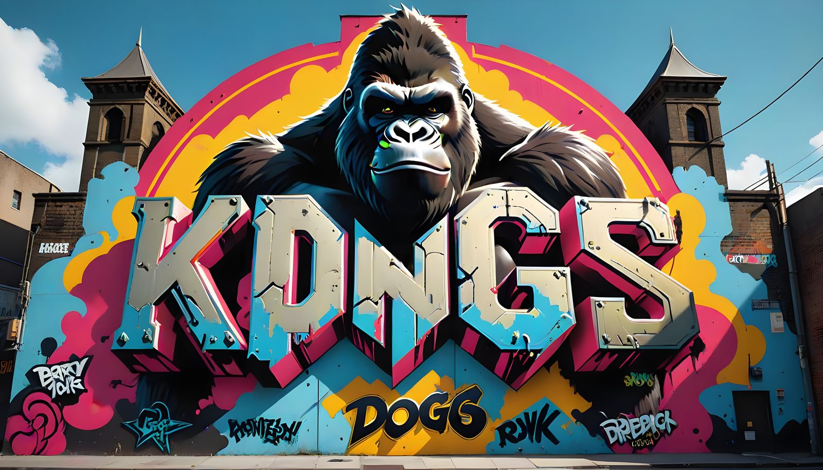 Graffiti King Kong "K Dogs" on Urban Wall
