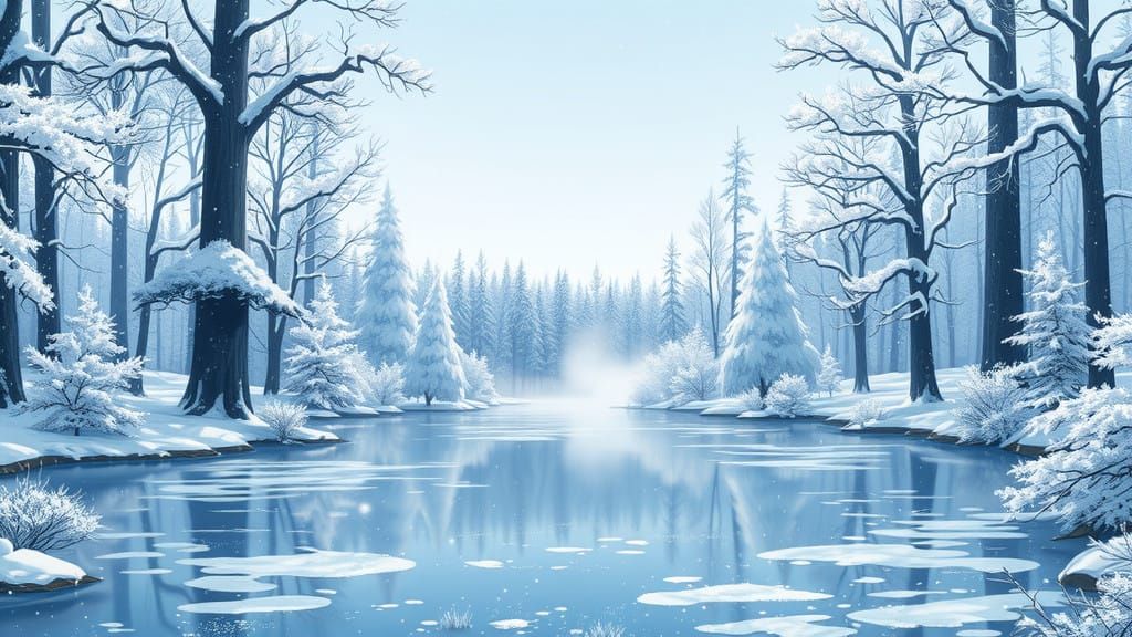 Mystical Winter Wonderland in Anime Style