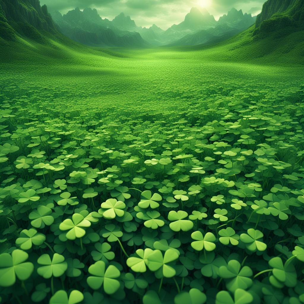 Four leaf clover field = unlimited luck
