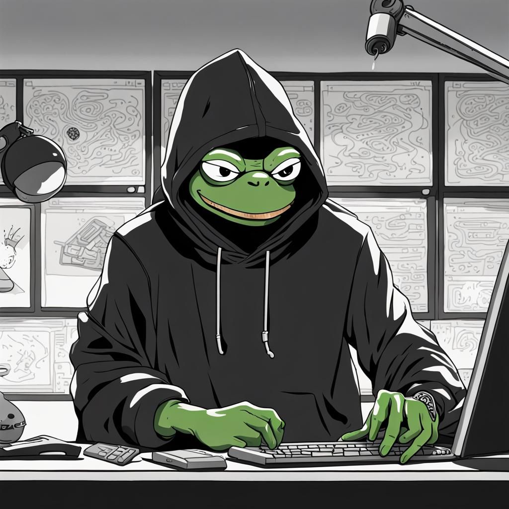 Hacker Pepe Frog in Anime Style