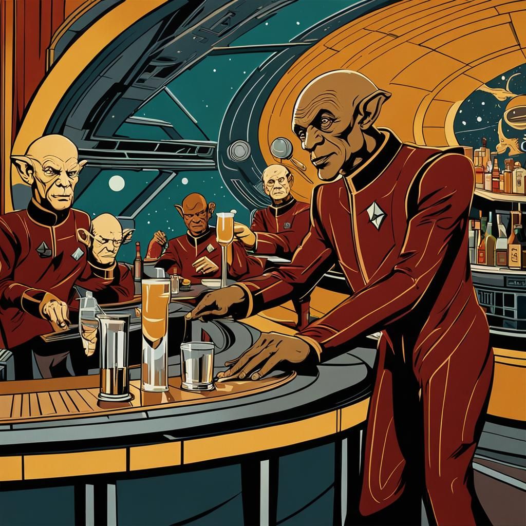 Quark Tends Bar in Art Deco Style