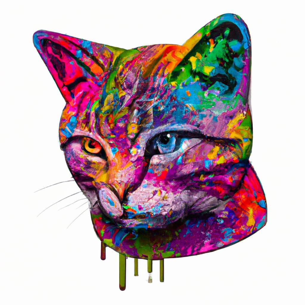Colorful Graffiti Art of a Tabby Cat