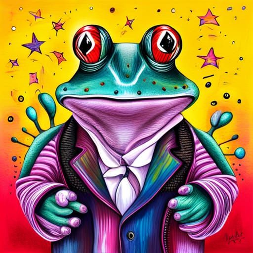 Psychedelic Frog in Graffiti Street Art Style