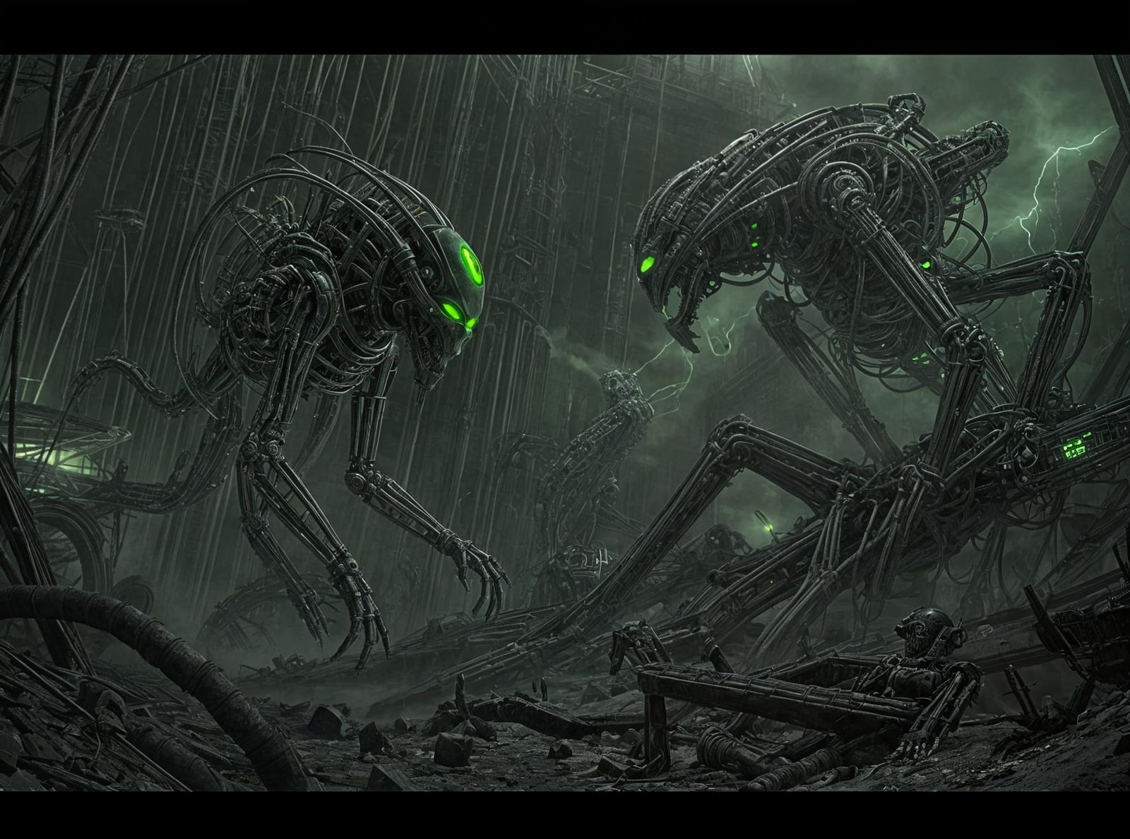 Biomechanical Aliens' First Contact in Industrial Wasteland