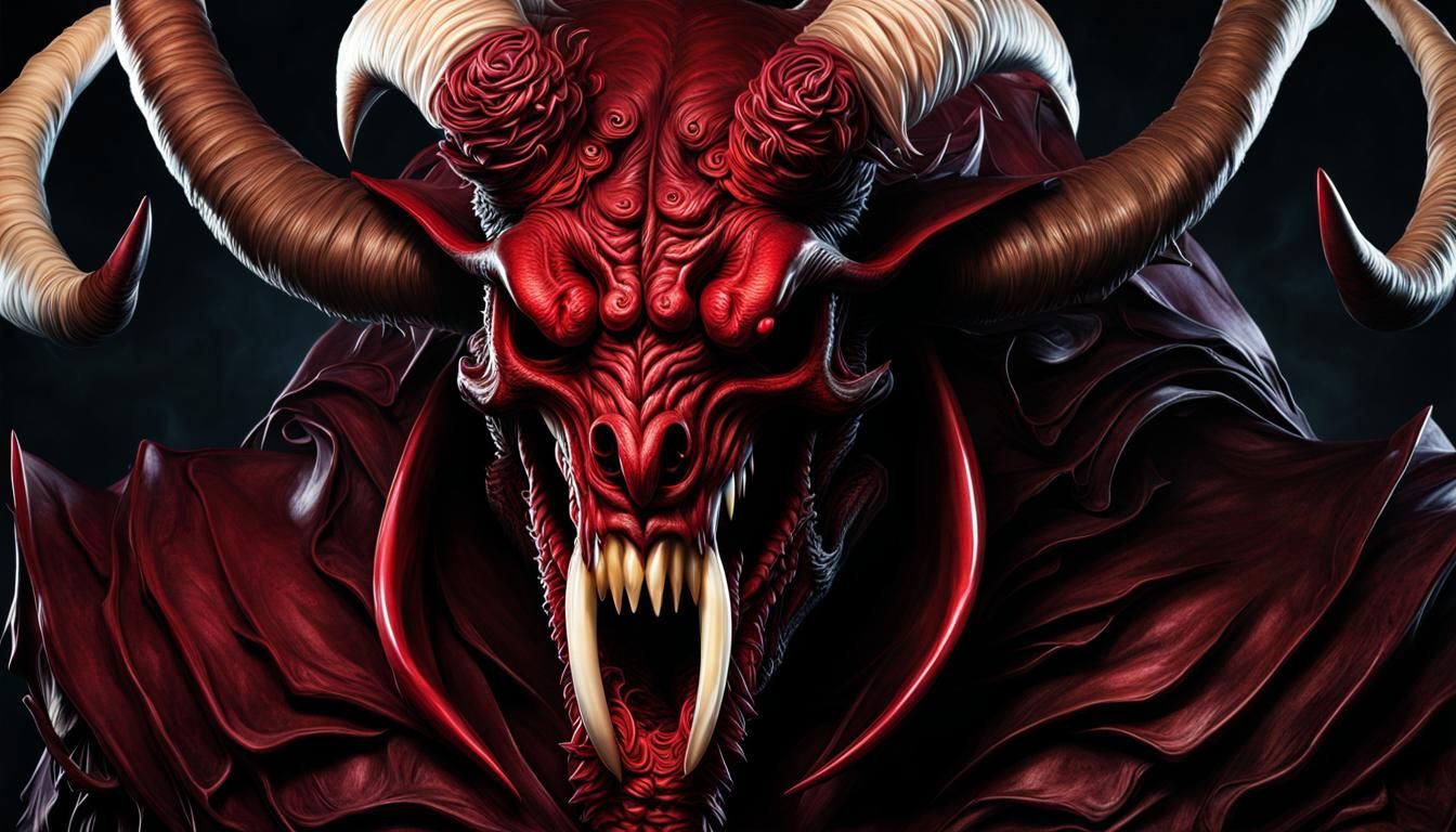 Realistic Demon Portrait with Twisted Horns