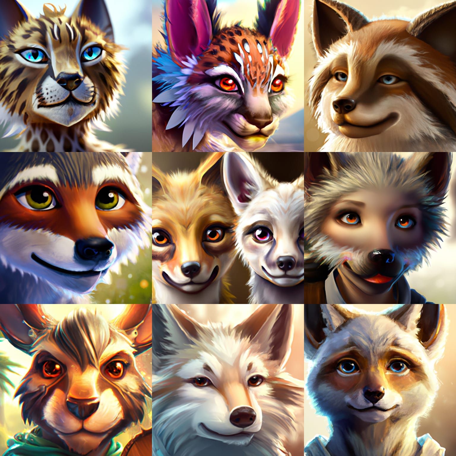 Cute Animals Portrait in Hyperdetailed Style