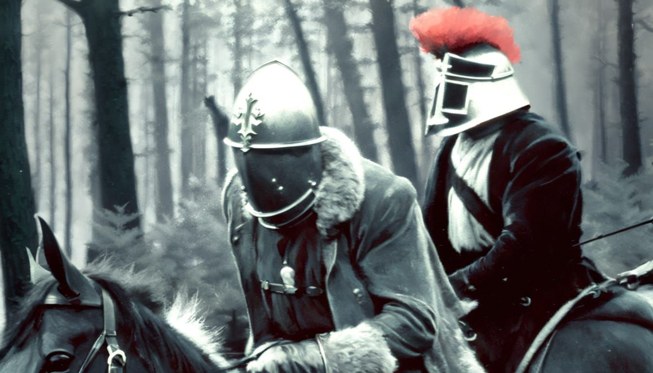 Knight on Horseback in Magical Forest Clearing