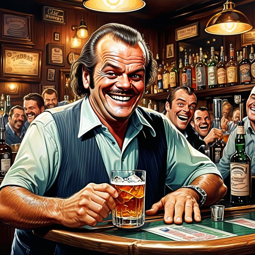 Hyperdetailed Comic Art: Bartender in a Pub