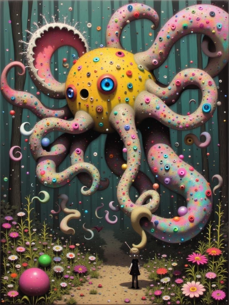 Surreal Whimsical Creature in Fantasy Landscape