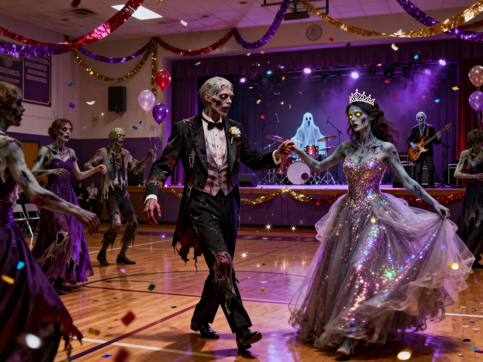 Zombie Prom King & Queen Dance in Dark Fantasy