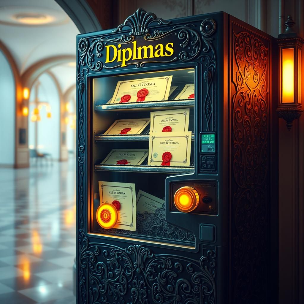 Fantastical Diploma Vending Machine Concept Art