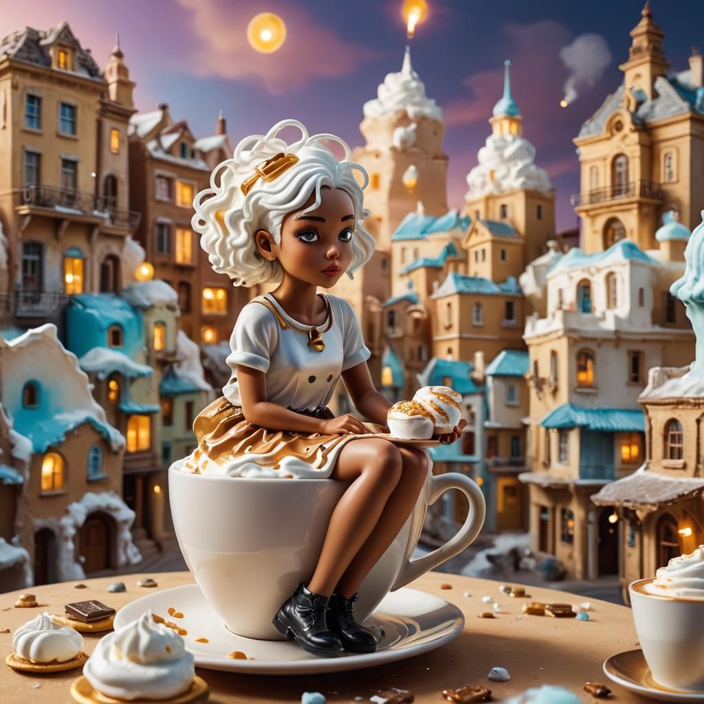 Girl in Coffee Cup: A Salvador Dali-Inspired Surrealist Visi...