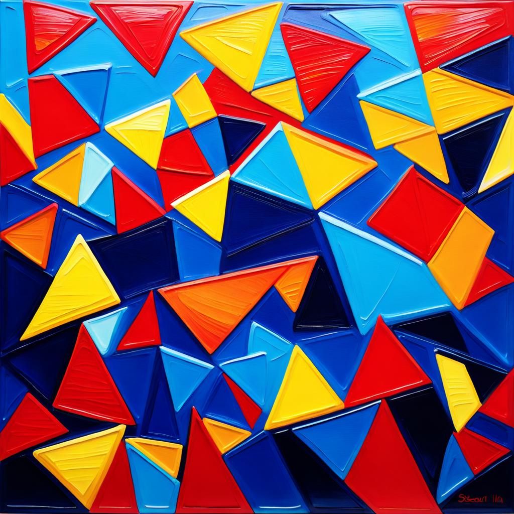 Abstract 3D Impasto Painting with Geometric Shapes