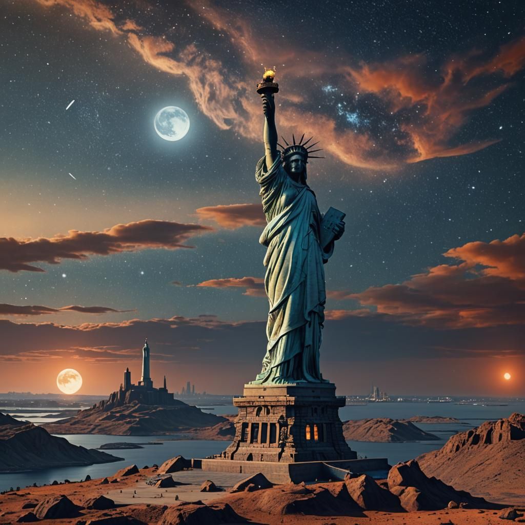 Statue of Liberty on the Moon: Futuristic Concept Art