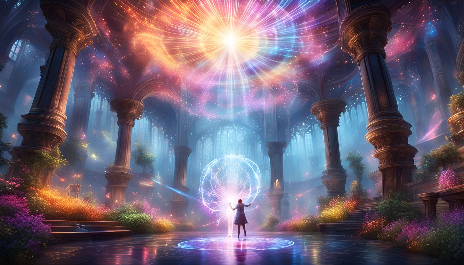 Enchanting Magical Portal with Shimmering Particles