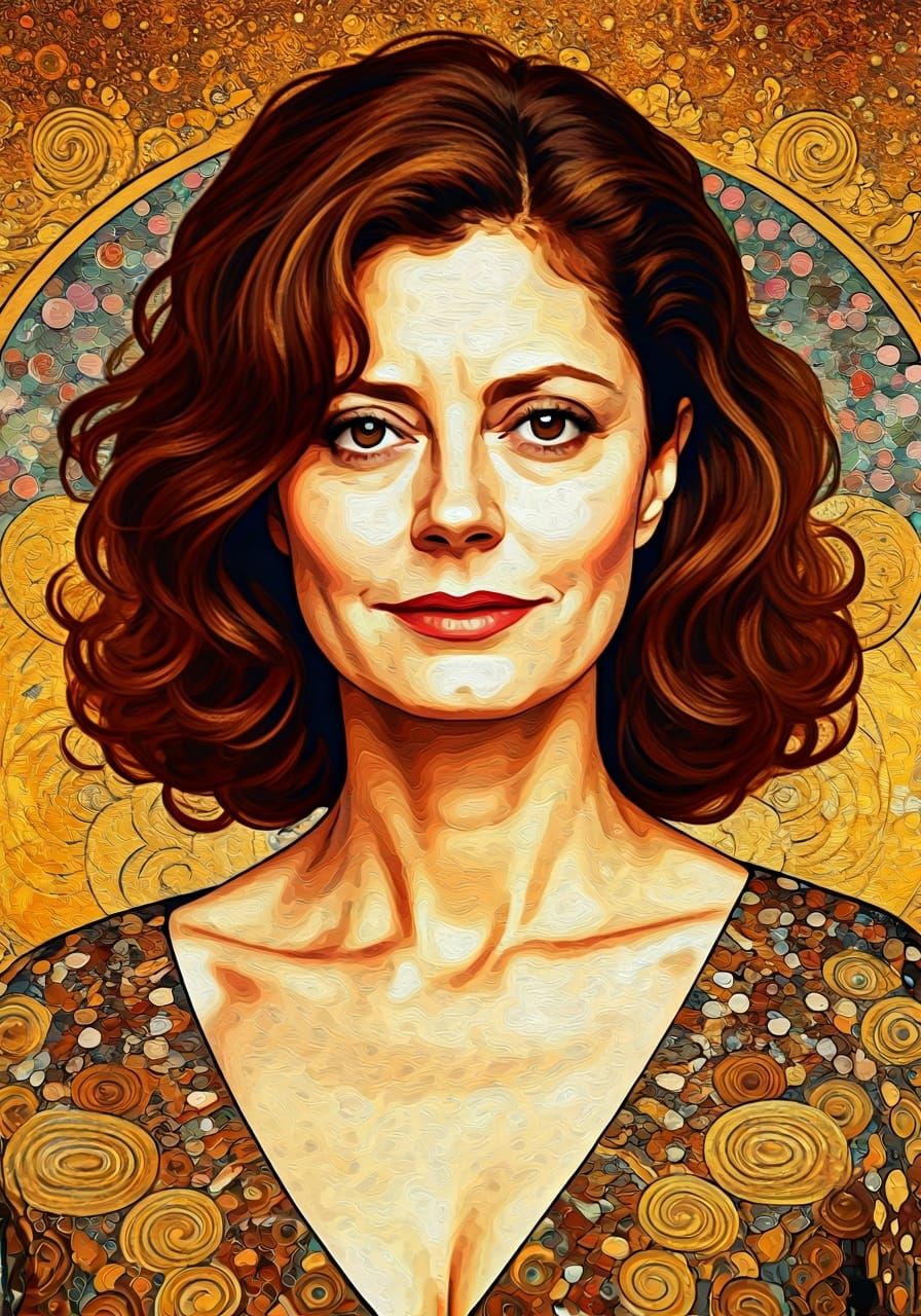 Art Nouveau Portrait with Gold Accents