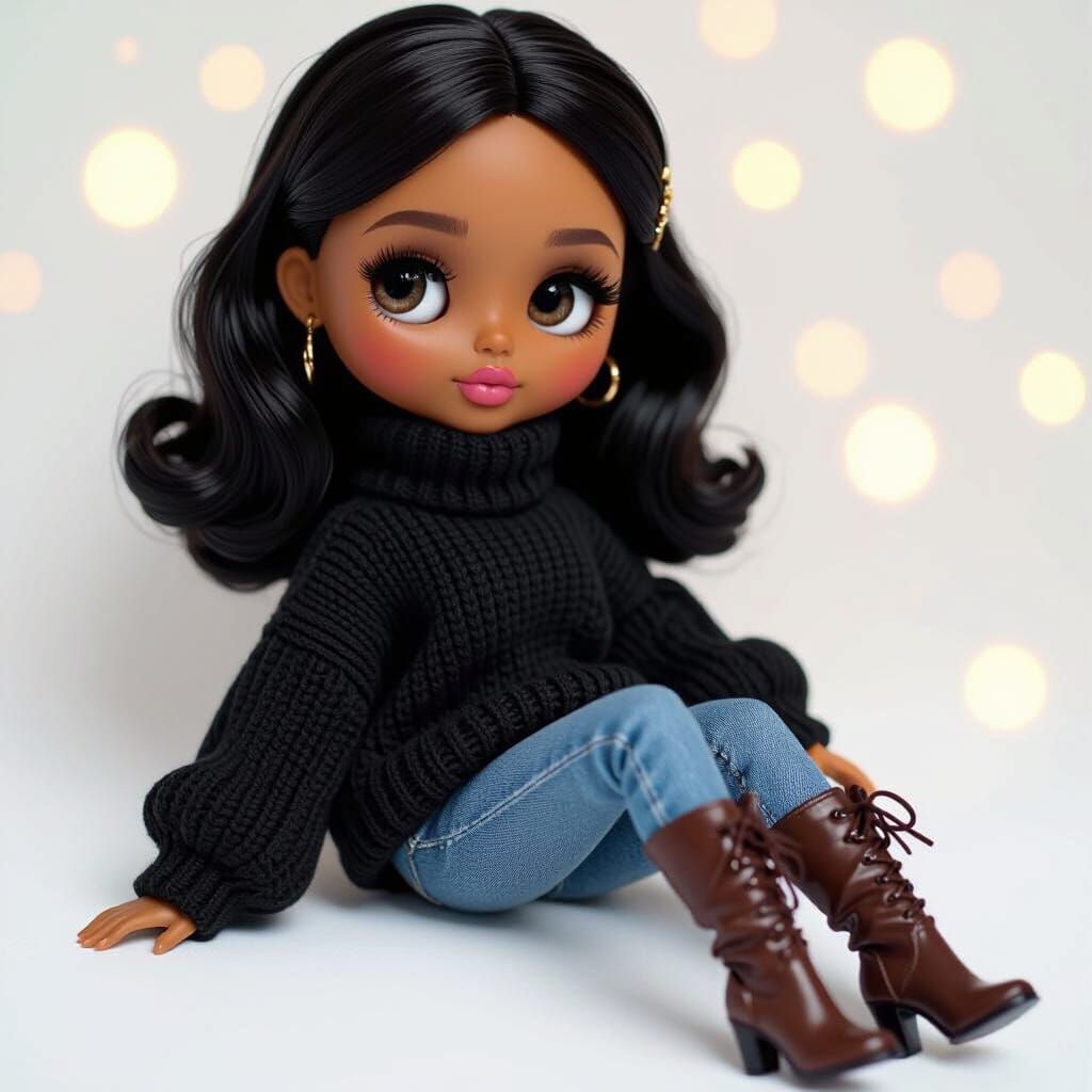 Blythe Doll in Oversized Sweater and Boots
