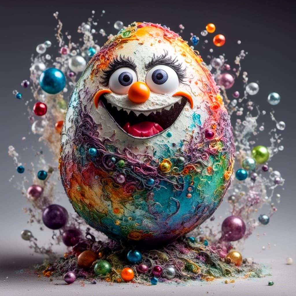 Abstract Angry Egg Vampire in Picasso Burton Style