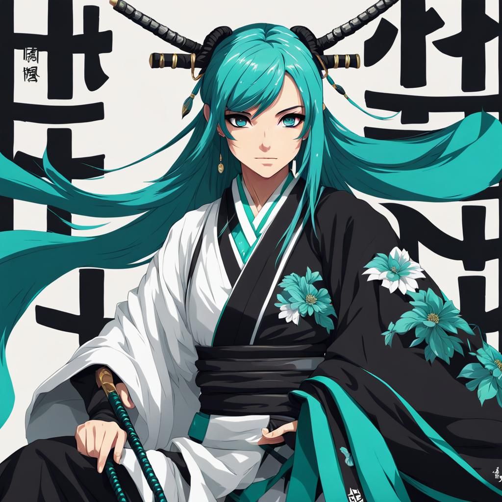 Latin Woman in Samurai Ninja Gear: Anime Style