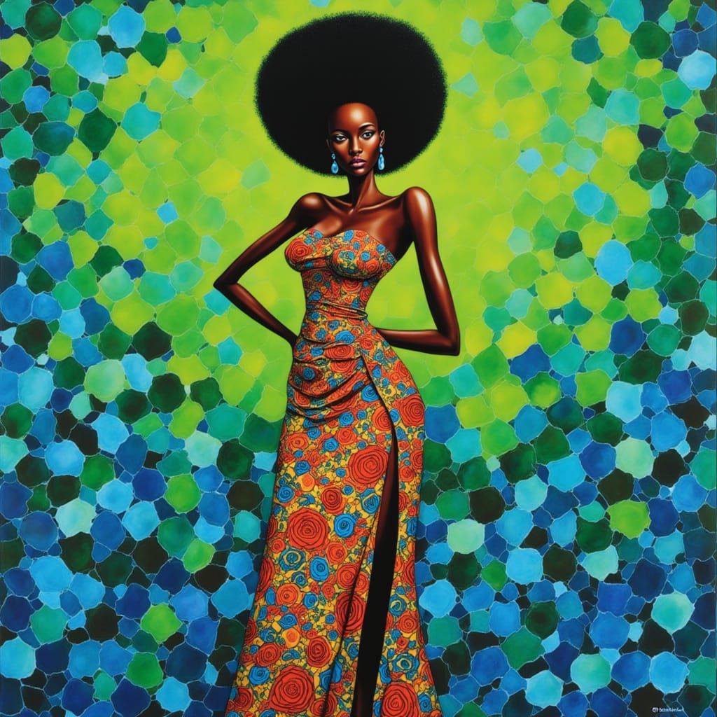 Afro Woman in Noir Collage Style