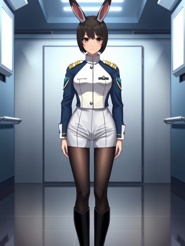 Hyper Realistic Kemonomimi Space Force Officer in Uniform