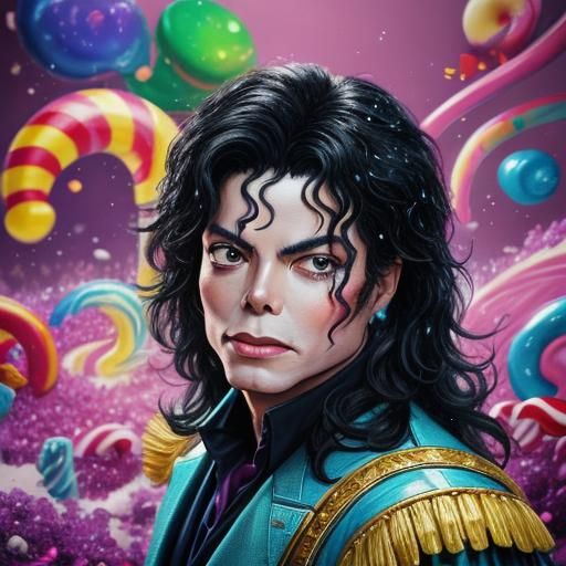 Michael Jackson in Candy Land: Hyperrealistic Concept Art
