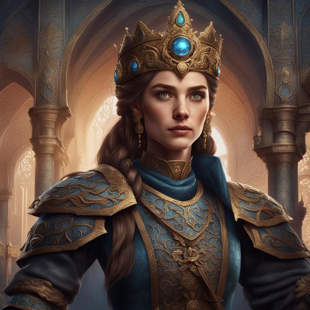 Caucasian Princess Portrait for D&D, Detailed Matte Painting