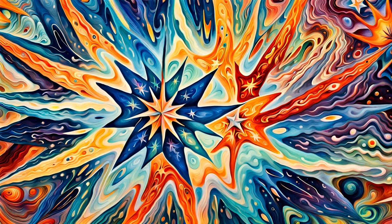 Star Cluster in Retro-Futuristic Sci-Fi Style