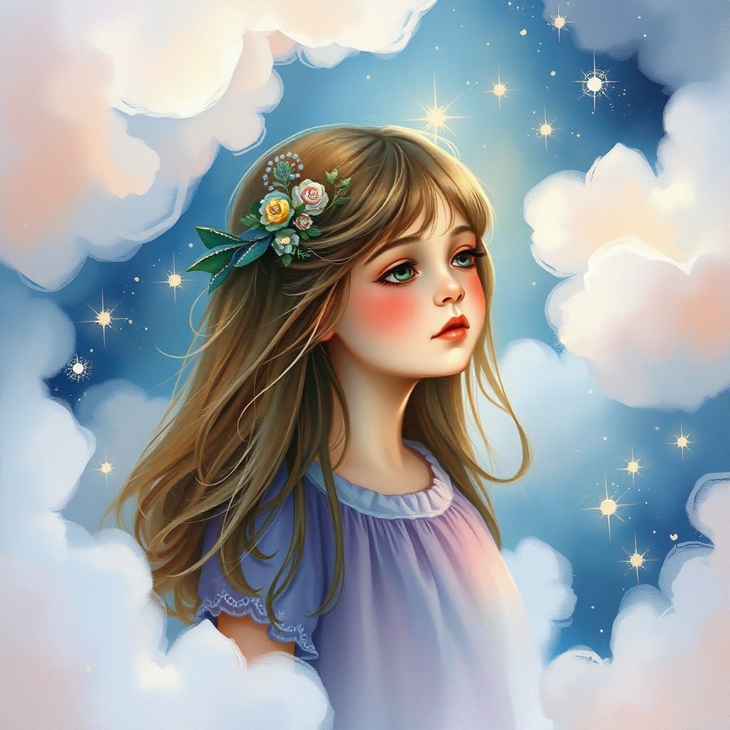 Dreamlike Whimsy in Watercolor and Digital Brushstrokes