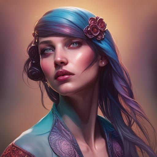 Detailed Portrait of a Person With a Long Neck