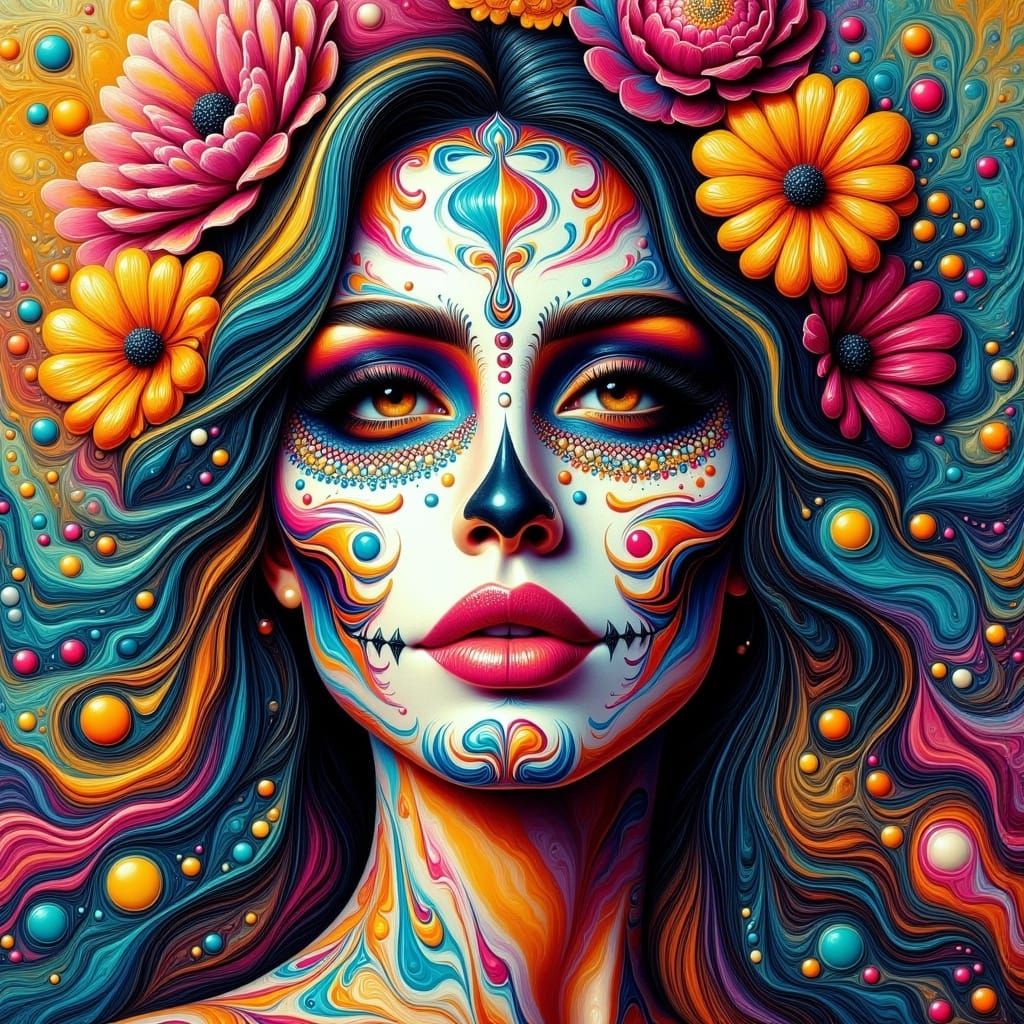 Woman with Día de los Muertos Face Paint