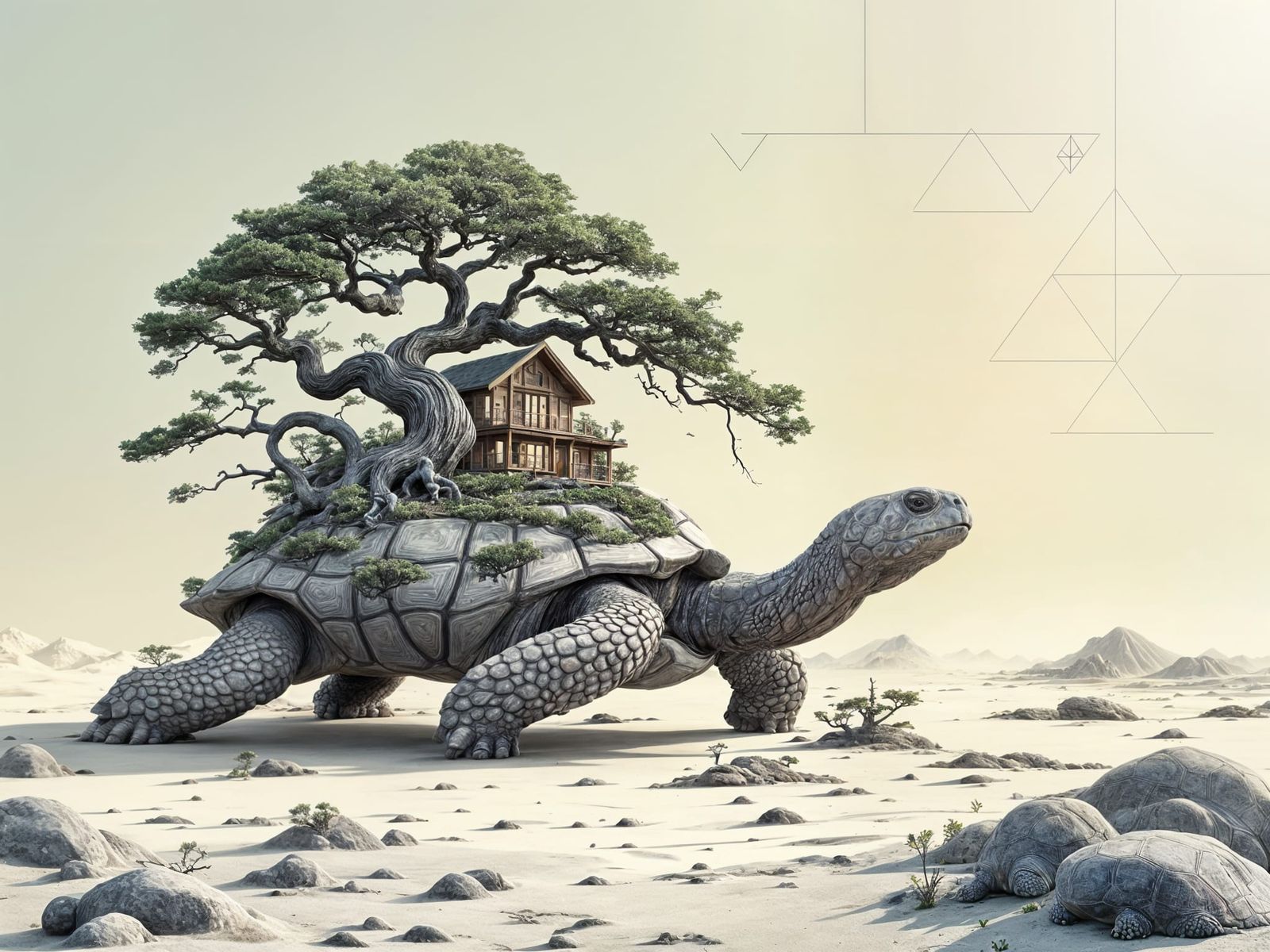 Surreal Tortoise Embarks on a Dreamlike Journey Through a Mi...
