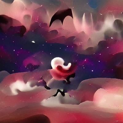 Animated Vampire Falling Through Nebula Clouds