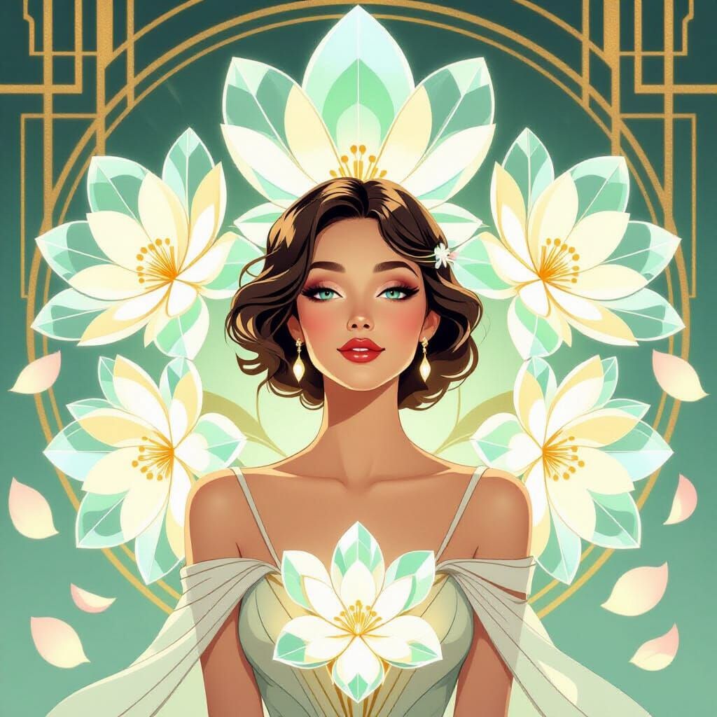 Art Deco Woman with Crystal Flowers