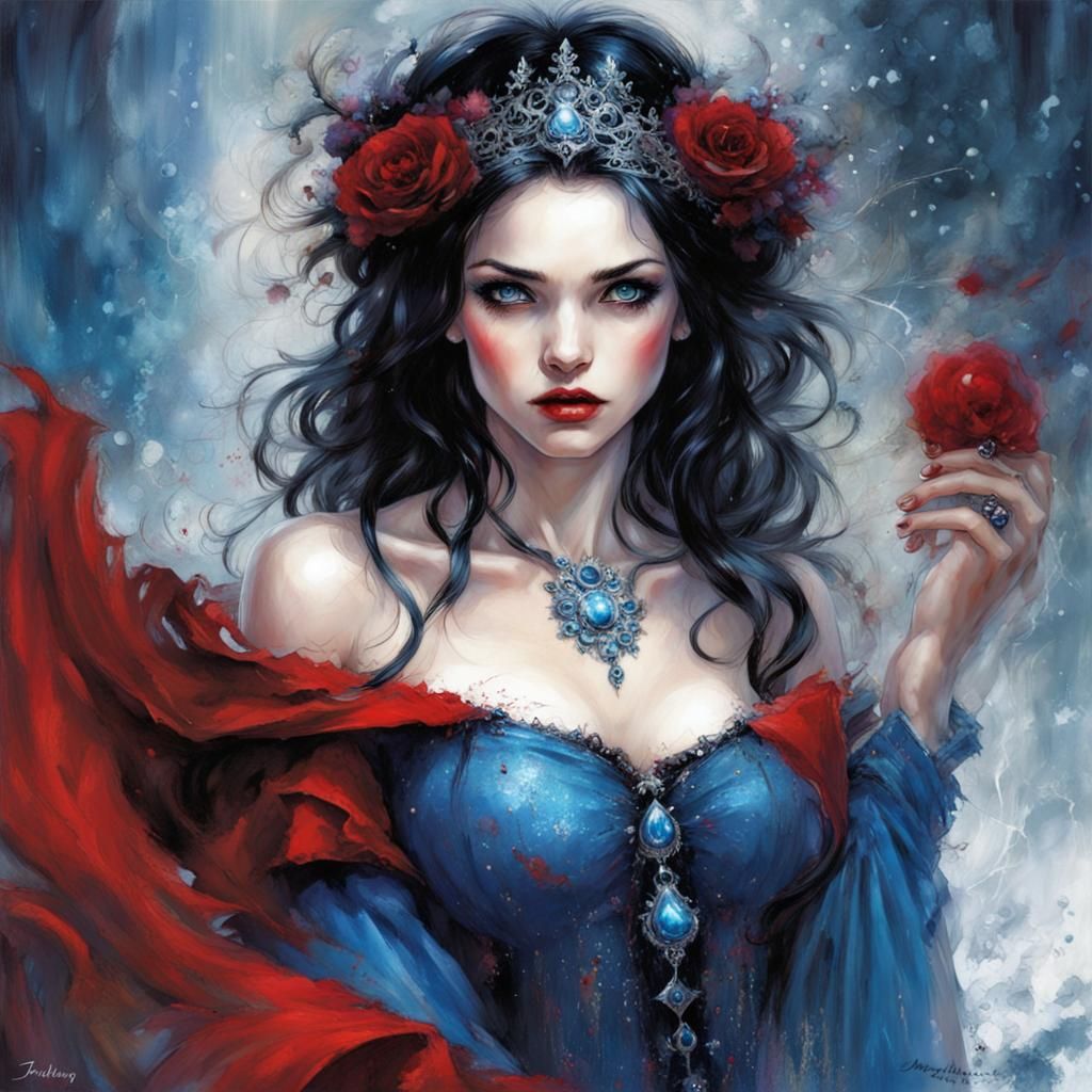 Gothic Snow White in Splash Art Style