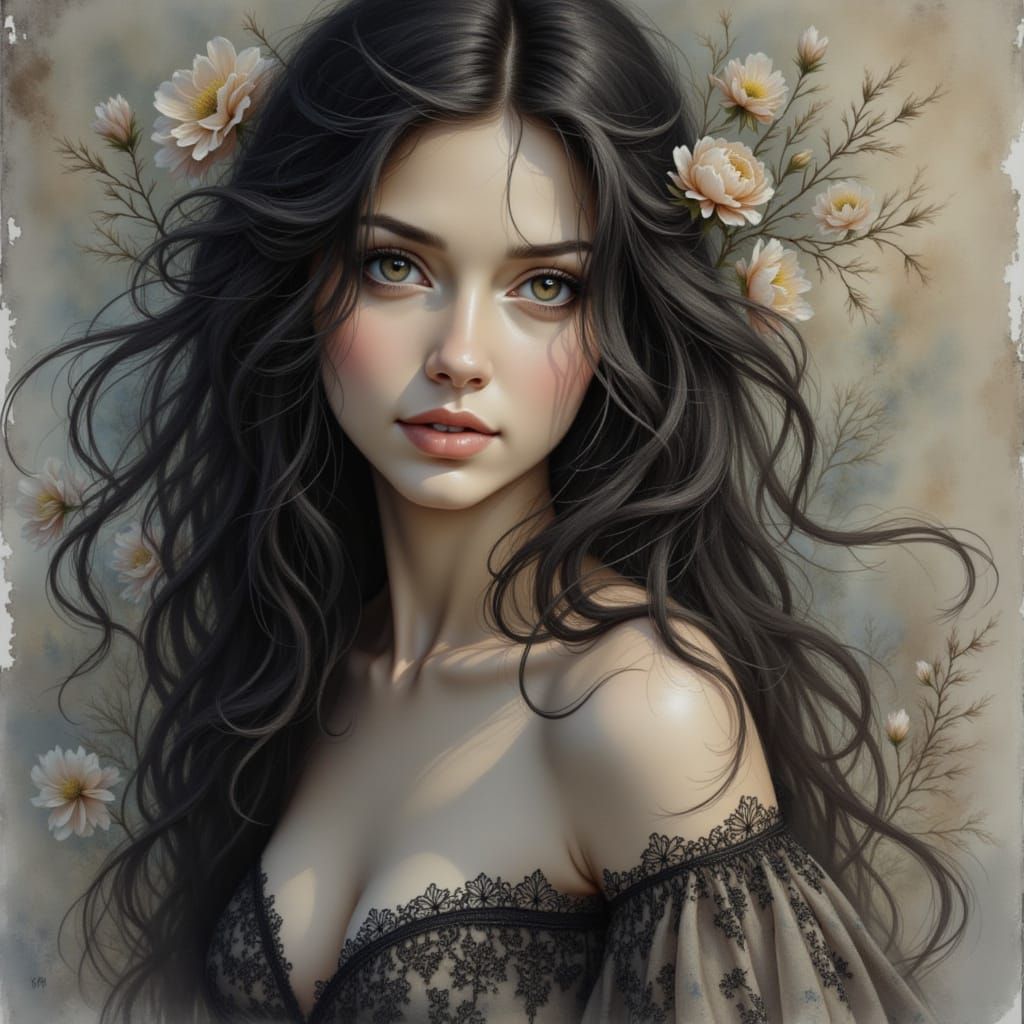 Beautiful Woman Portrait in Fantasy Style
