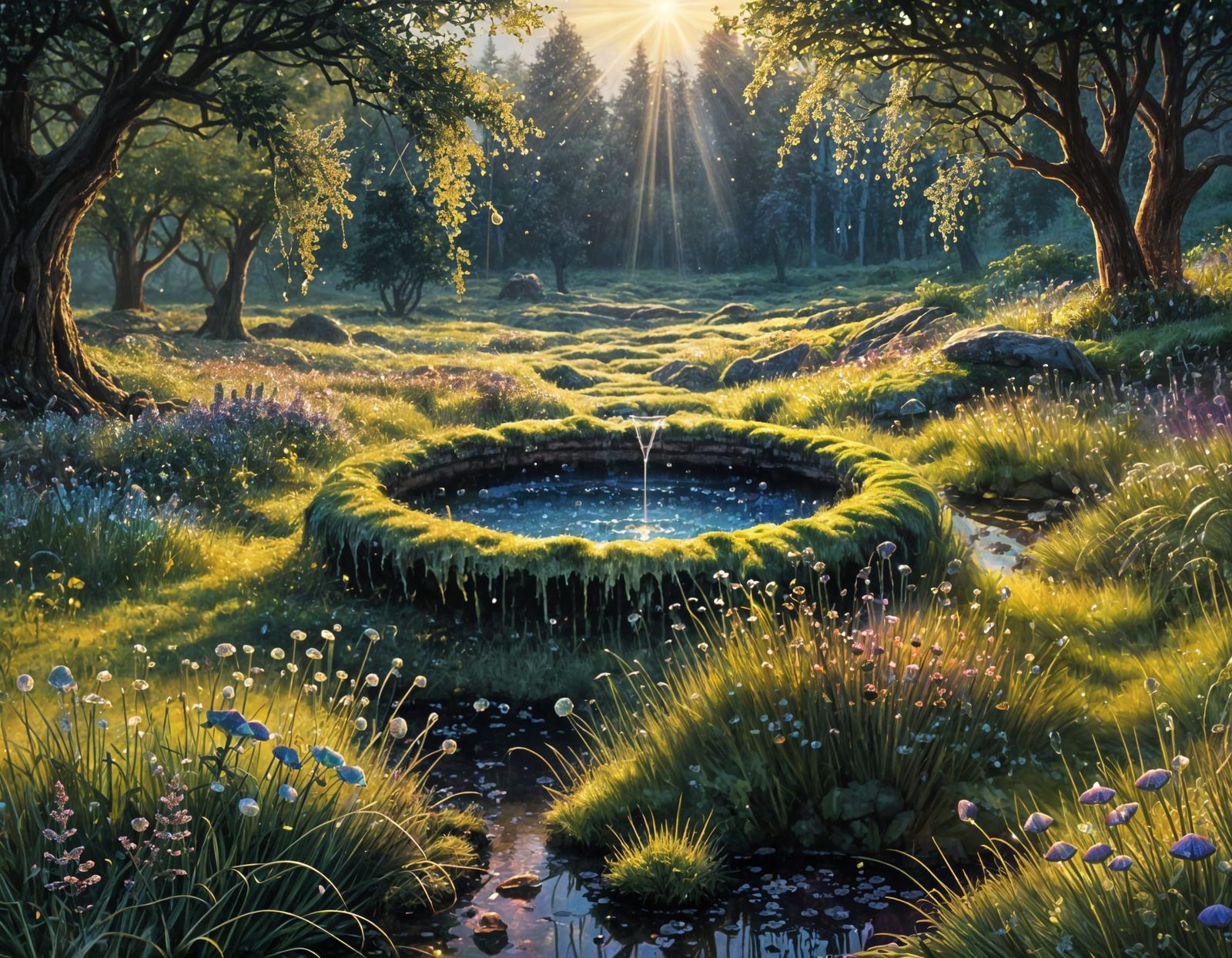 Ancient Well Bathed in Iridescent Light