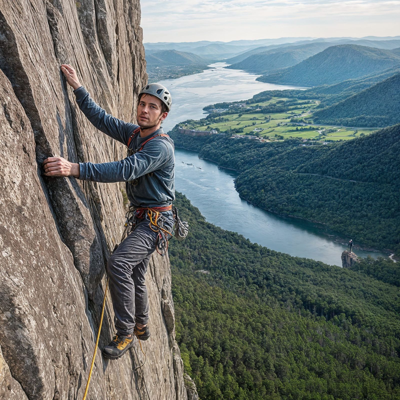 Mountain Climber Seeks Serenity Amidst Towering Peaks