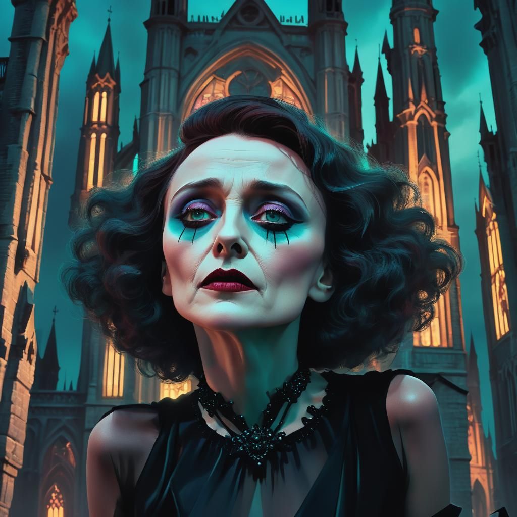 Gothic Edith Piaf Concept Art in Hyper-Detailed Style