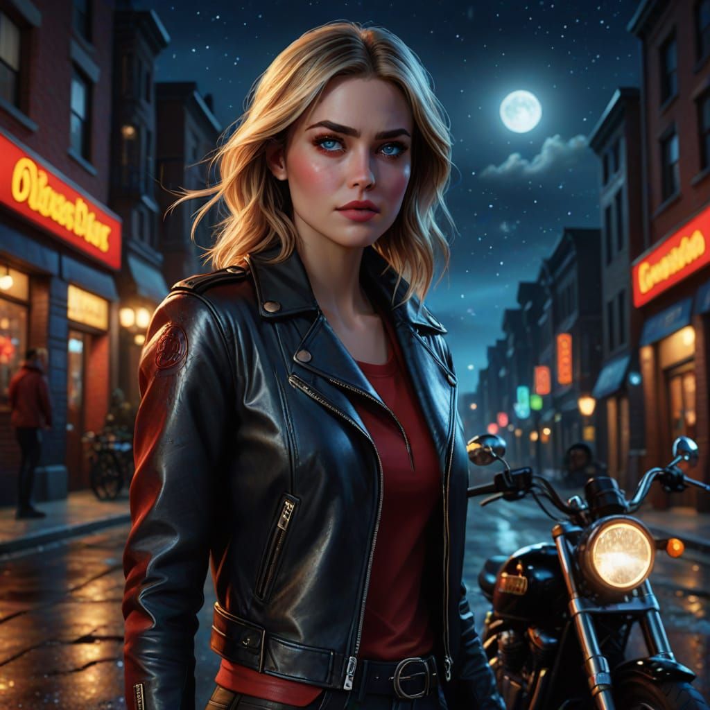 Kara Zor-El in Red Leather: Hyper-Realistic Digital Art