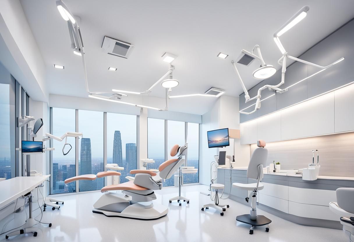Futuristic Dental Clinic at Sunset