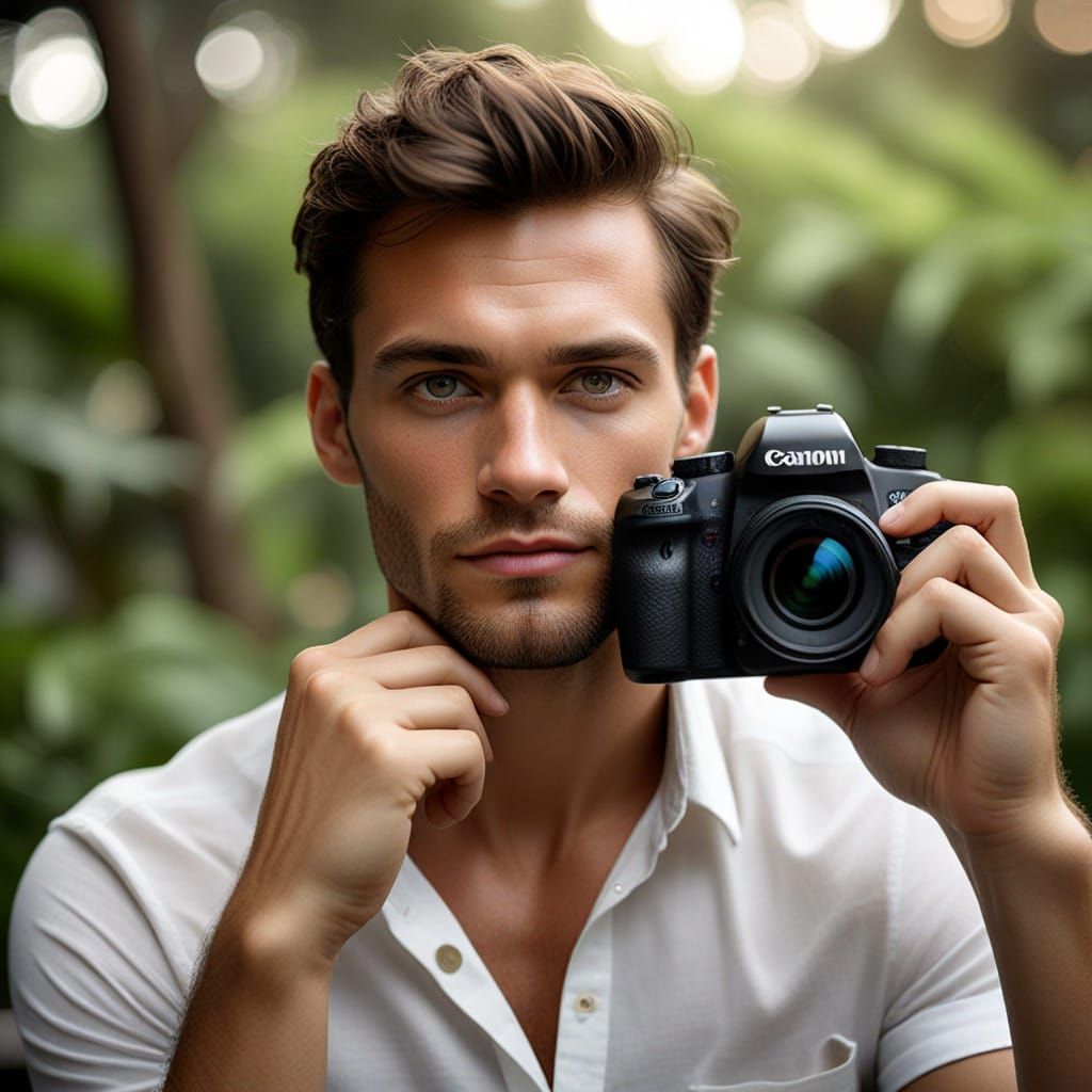 Chiseled Male Model in Serene Outdoor Setting