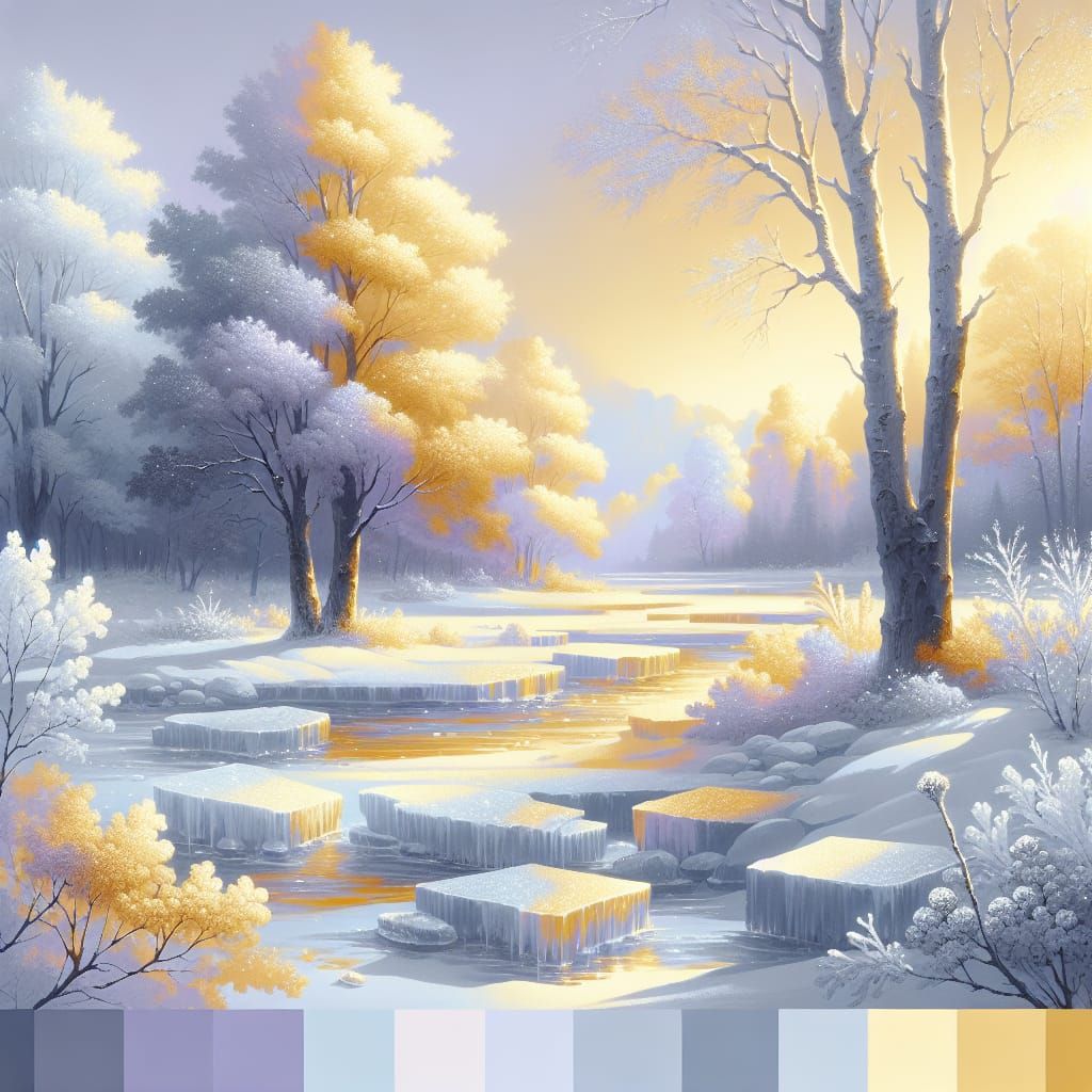 Tranquil Winter Scene in Pastel Hues