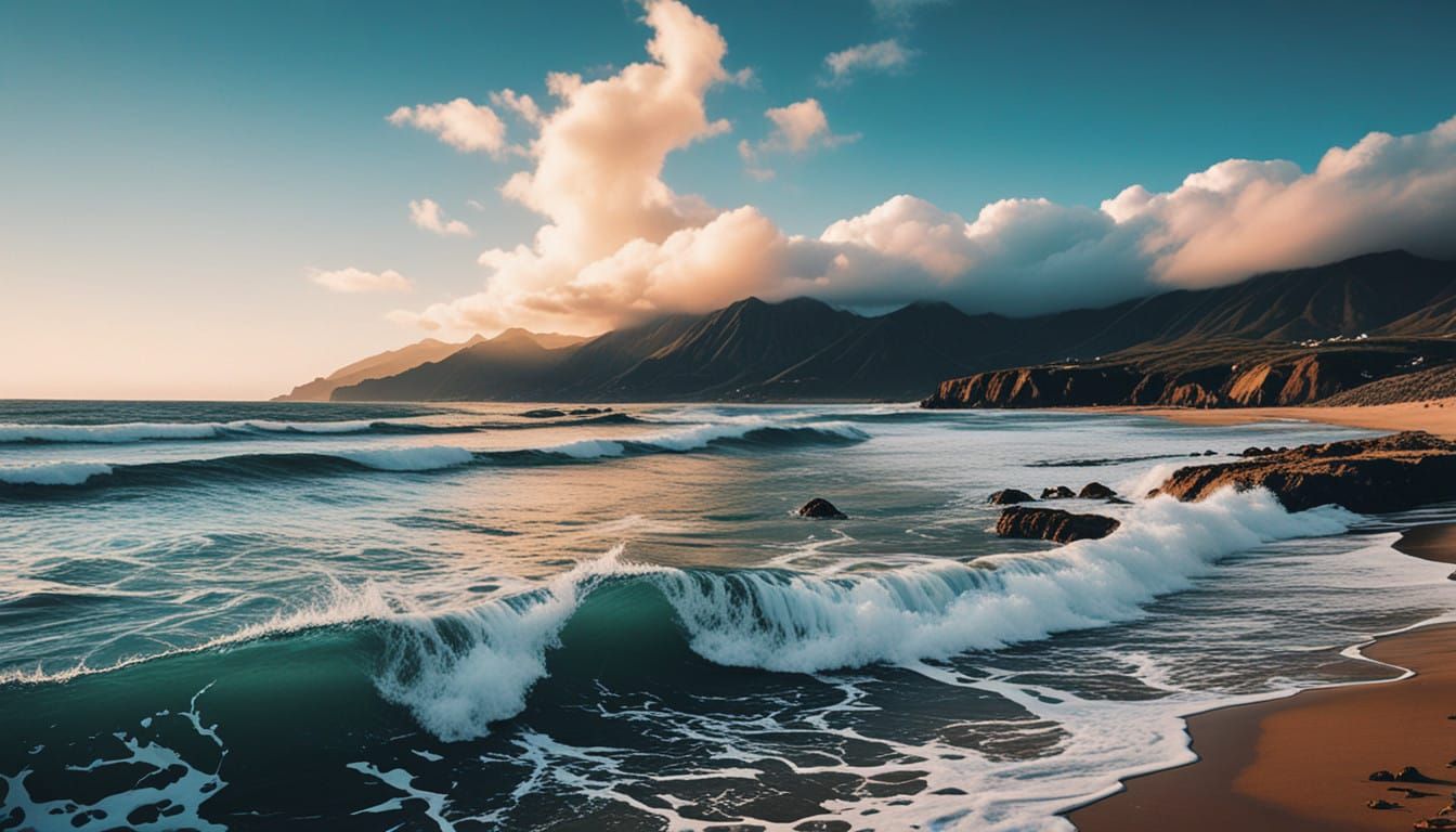 Mystical Coastal Scene in Vibrant Colors