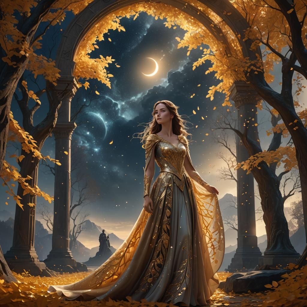 Celestial Woman in Dreamlike Fantasy Landscape