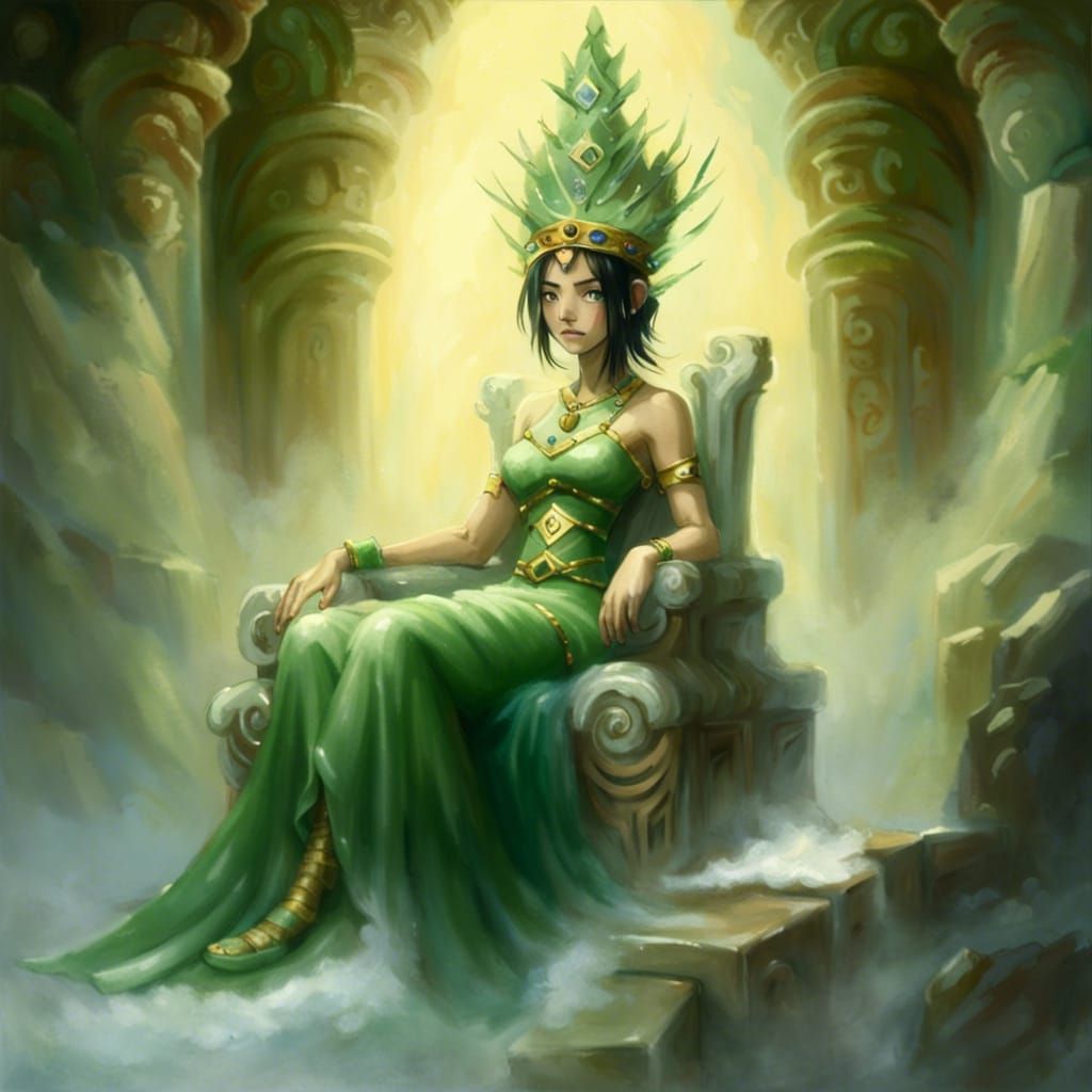 Ethereal Earth Goddess on Stone Throne