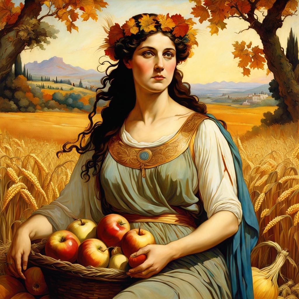 Demeter, Greek Goddess of Harvest, Fine Art Painting