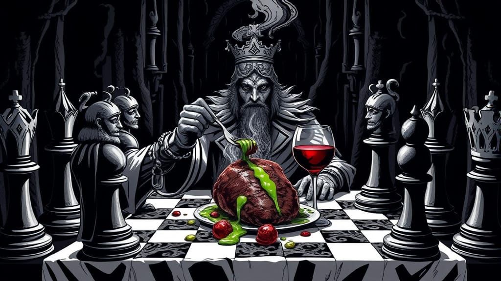 Surreal Staunton King Dines on Fried Liver in Dark Castle