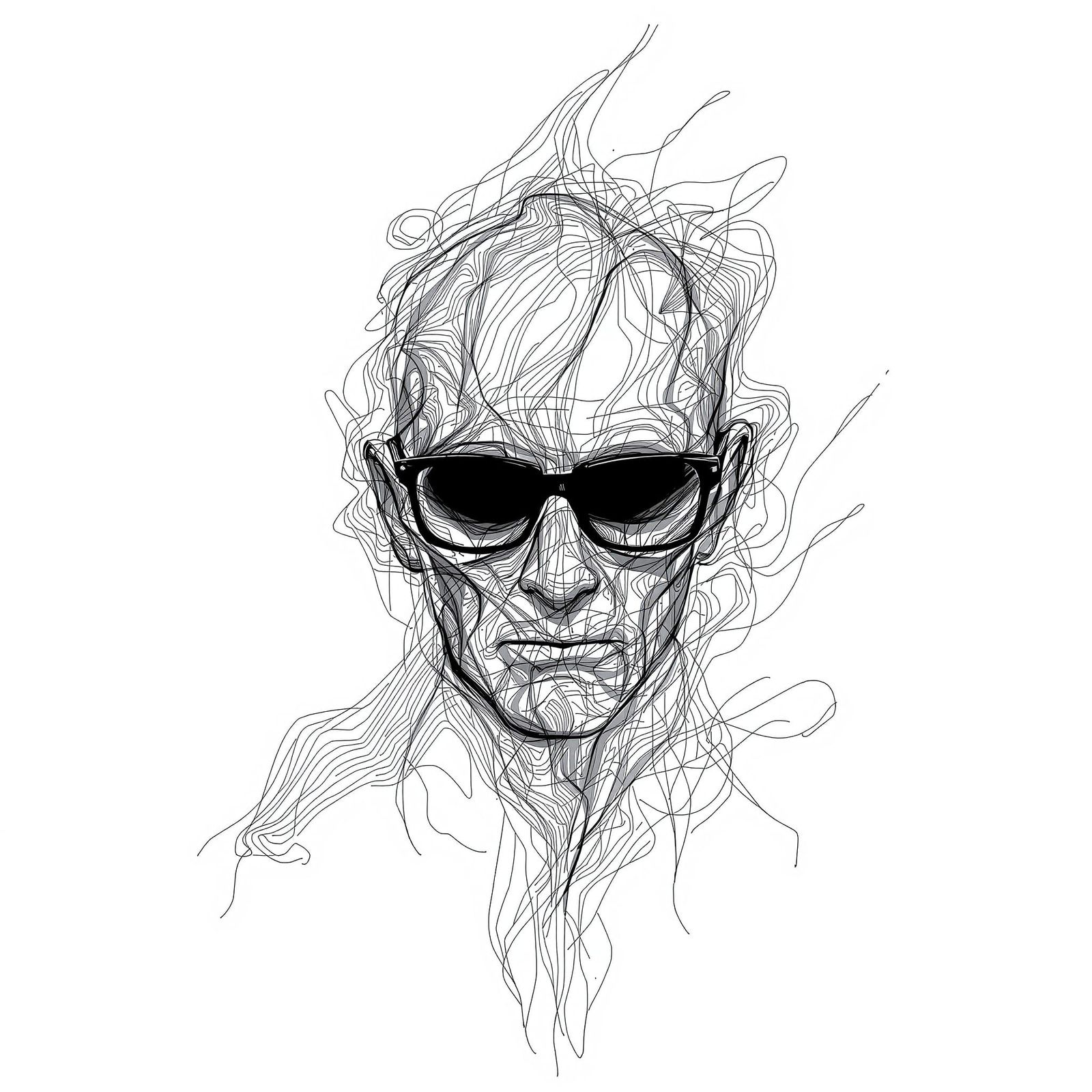 Abstract Line Art Portrait of a Mysterious Shadowy Spirit